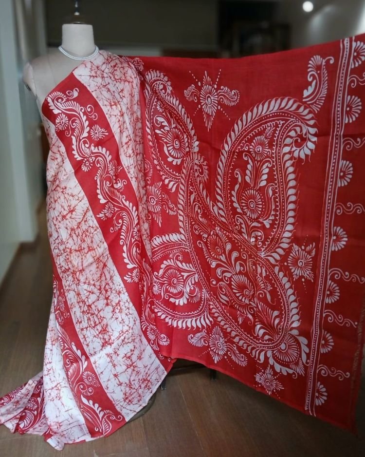 Batik Silk Saree from Murshidabad – (BSSM0013) - Image 4