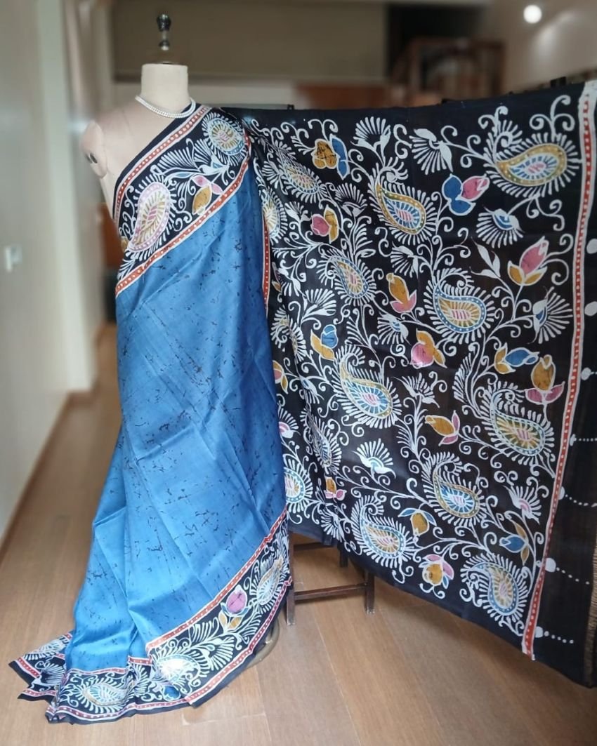 Batik Silk Saree from Murshidabad – (BSSM0014) - Image 4