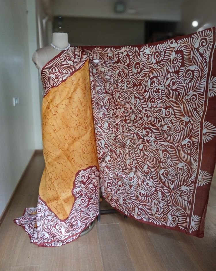 Batik Silk Saree from Murshidabad – (BSSM0015) - Image 4
