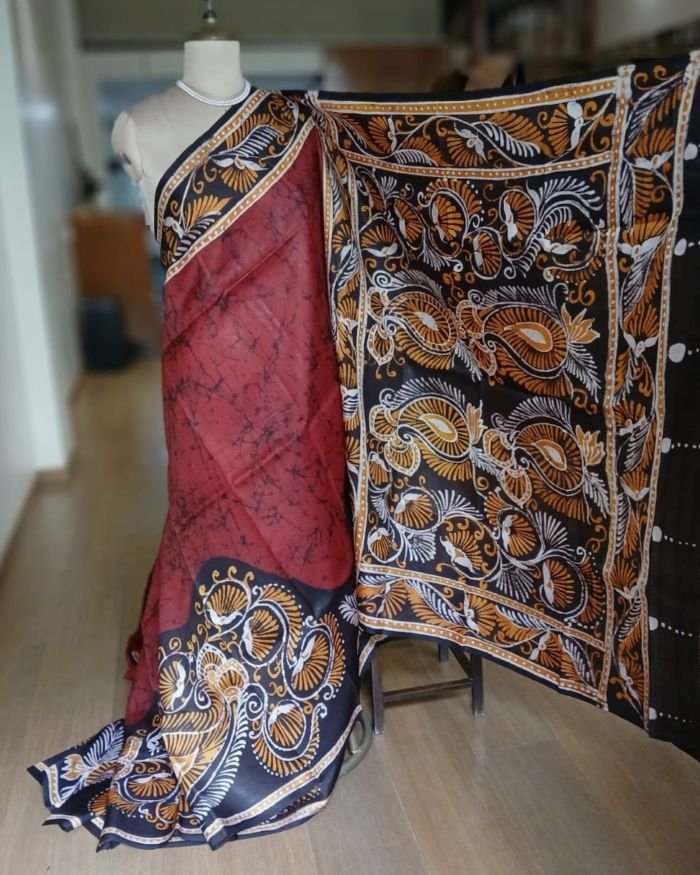 Batik Silk Saree from Murshidabad – (BSSM0016) - Image 4