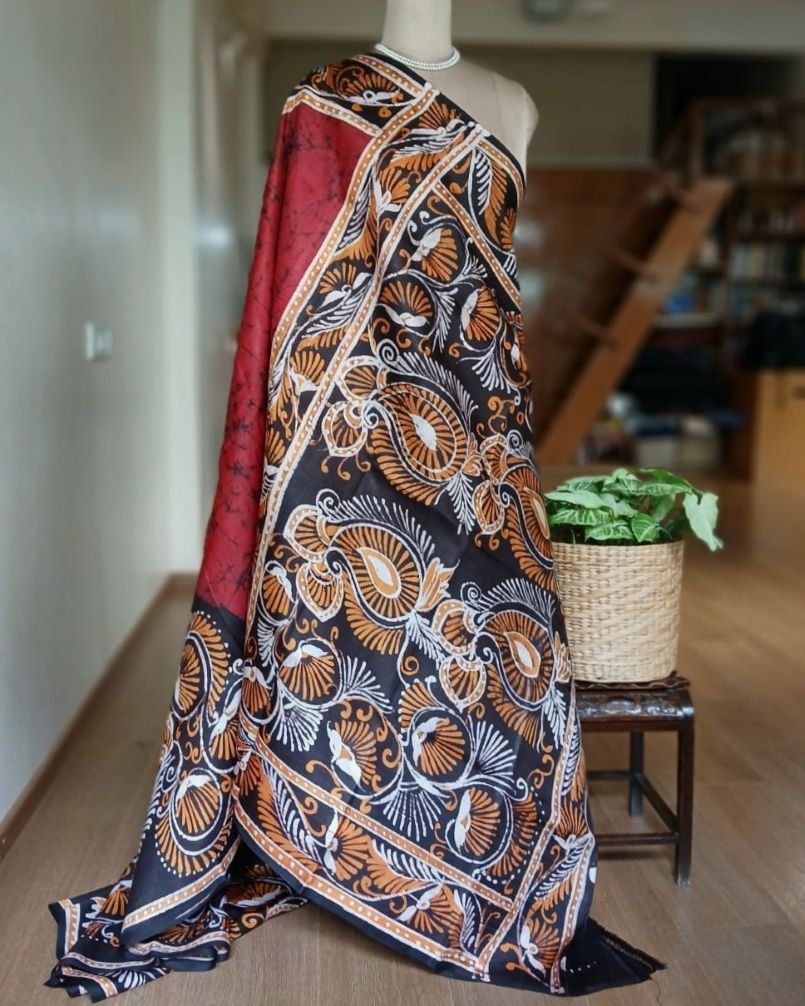 Batik Silk Saree from Murshidabad – (BSSM0016) - Image 6