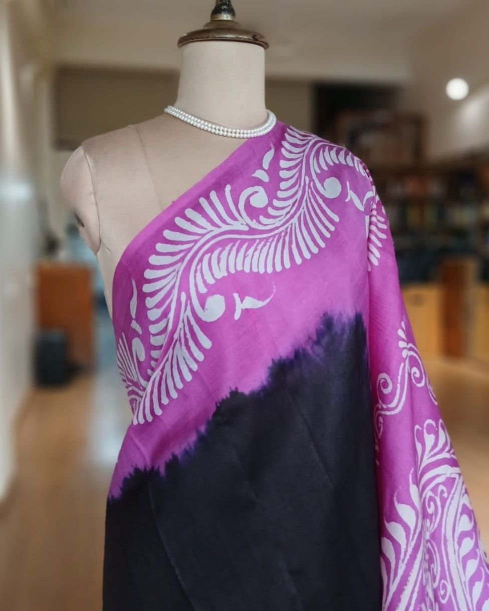 Batik Silk Saree from Murshidabad – (BSSM0018) - Image 2