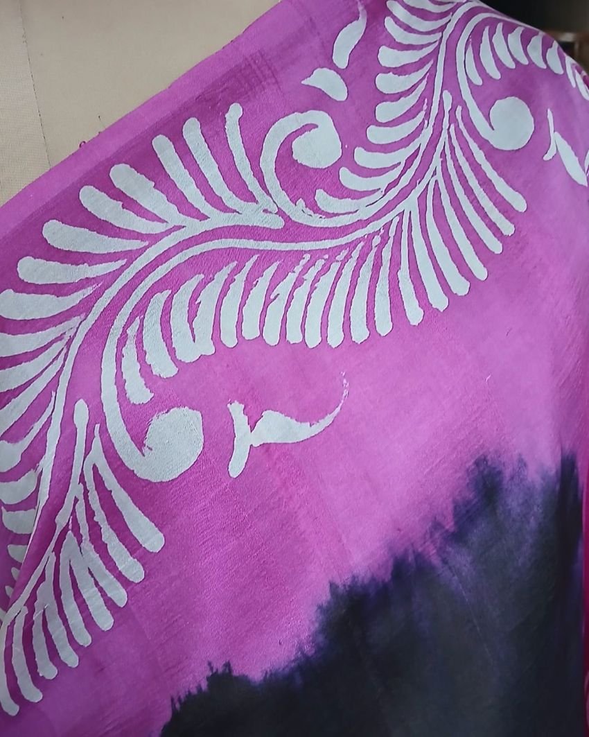 Batik Silk Saree from Murshidabad – (BSSM0018) - Image 3
