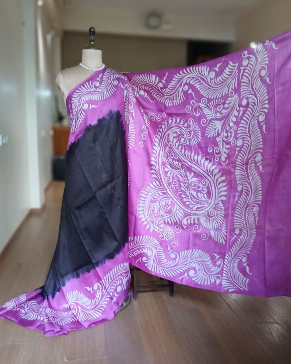 Batik Silk Saree from Murshidabad – (BSSM0018) - Image 4