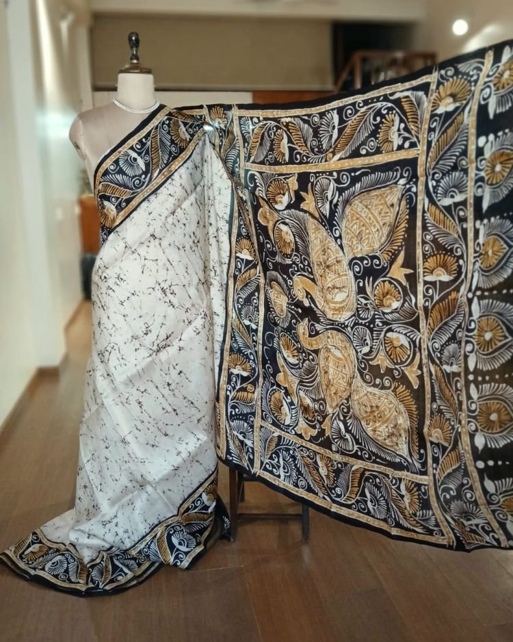 Batik Silk Saree from Murshidabad – (BSSM0002) - Image 4