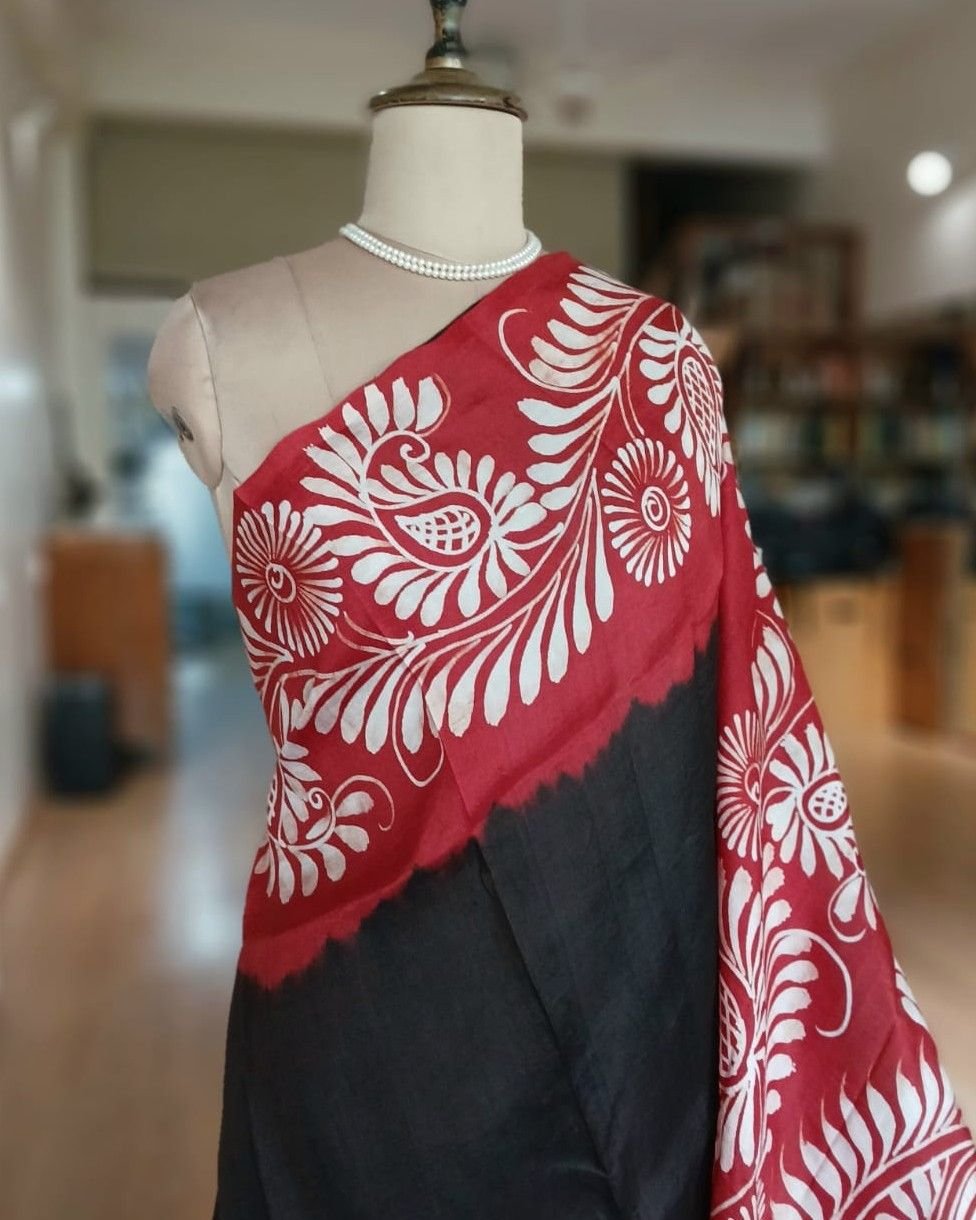 Batik Silk Saree from Murshidabad – (BSSM0020) - Image 2