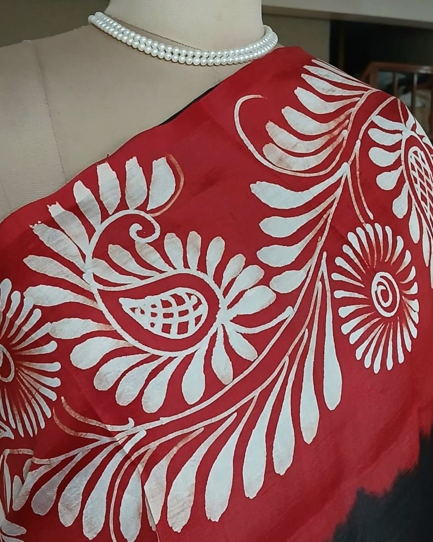 Batik Silk Saree from Murshidabad – (BSSM0020) - Image 3
