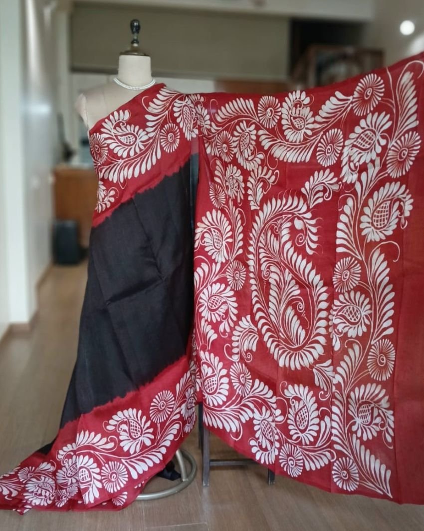 Batik Silk Saree from Murshidabad – (BSSM0020) - Image 4