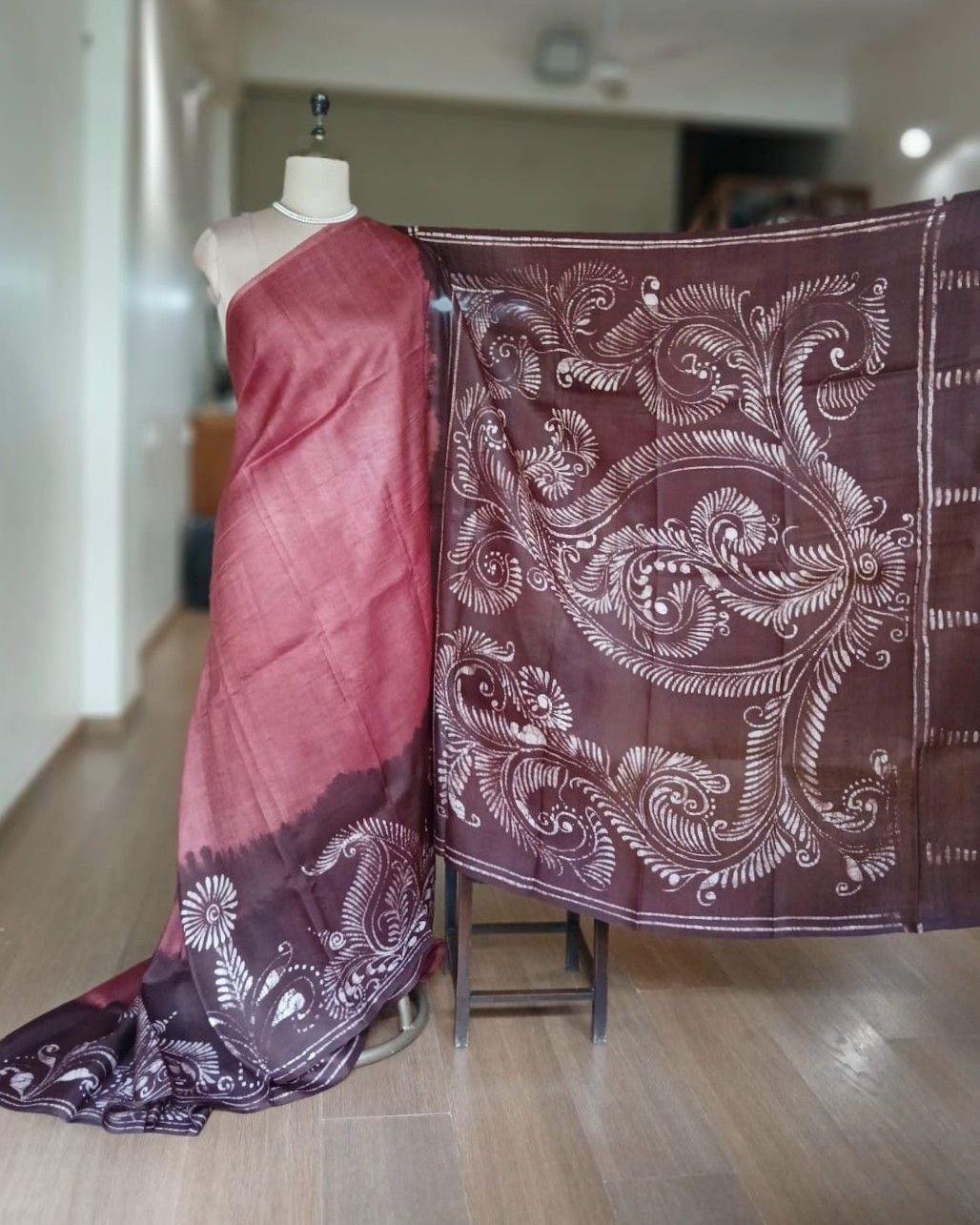 Batik Silk Saree from Murshidabad – (BSSM0021) - Image 3