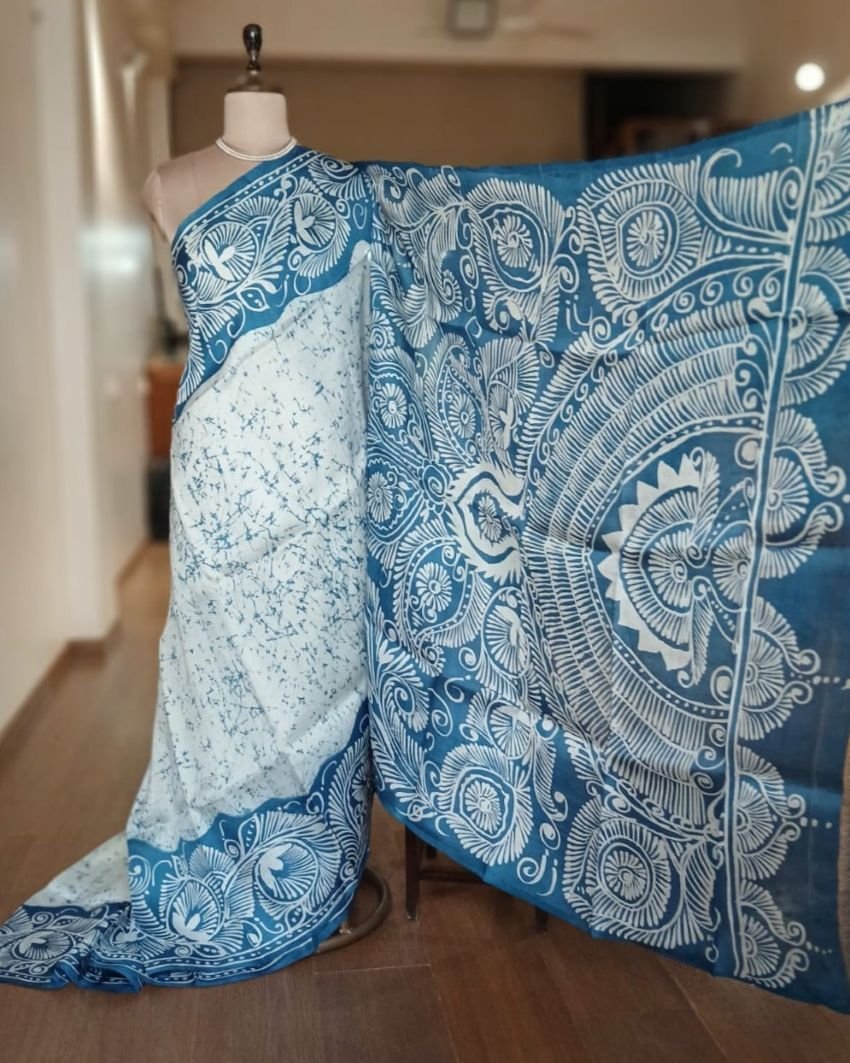 Batik Silk Saree from Murshidabad – (BSSM0003) - Image 5