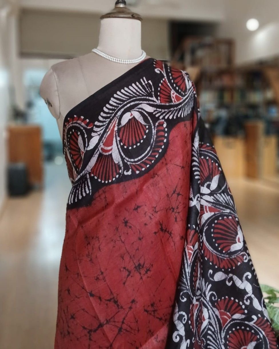 Batik Silk Saree from Murshidabad – (BSSM0004) - Image 2