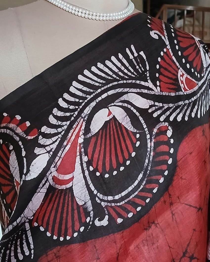 Batik Silk Saree from Murshidabad – (BSSM0004) - Image 3