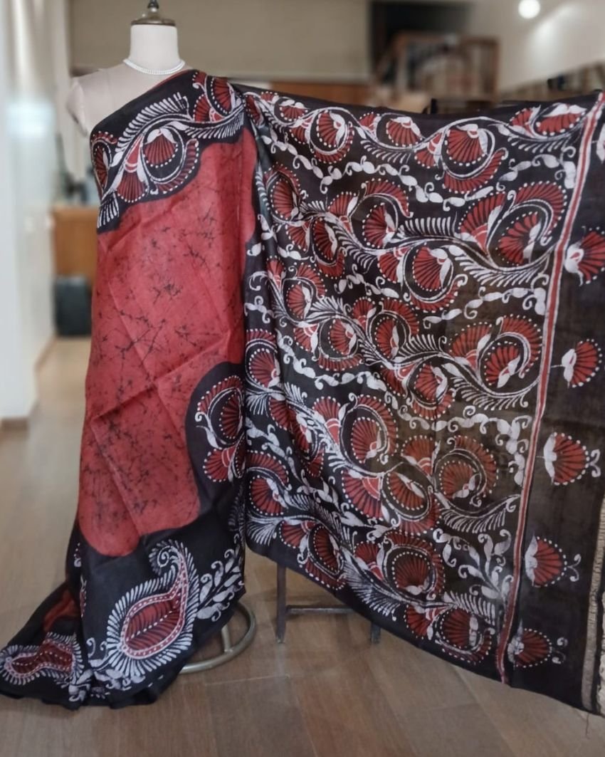 Batik Silk Saree from Murshidabad – (BSSM0004) - Image 4