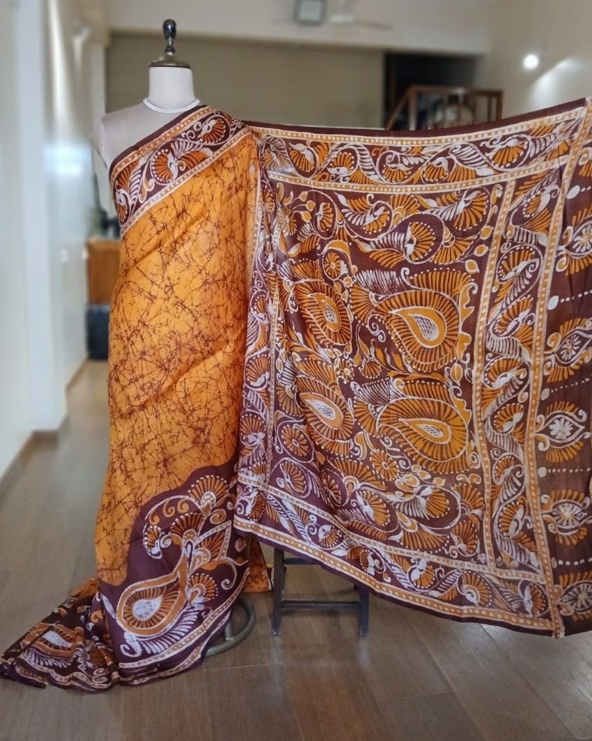 Batik Silk Saree from Murshidabad – (BSSM0005) - Image 4