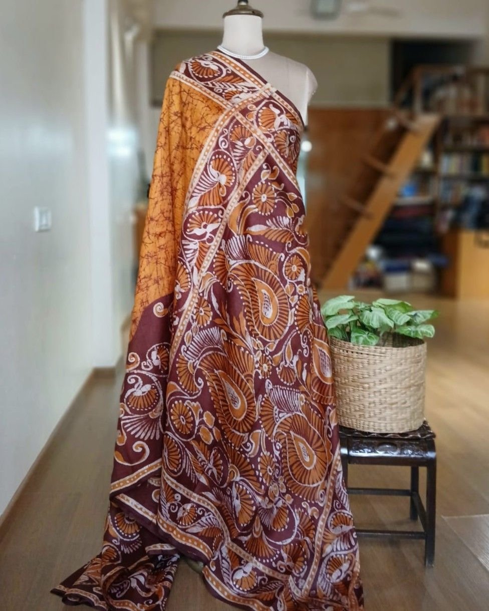 Batik Silk Saree from Murshidabad – (BSSM0005) - Image 6