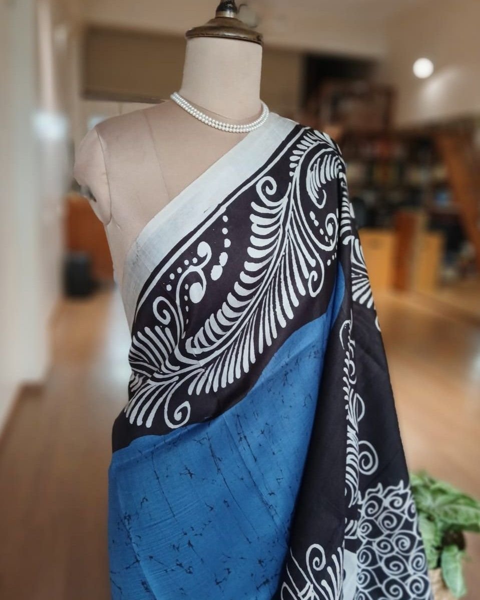 Batik Silk Saree from Murshidabad – (BSSM0007) - Image 2