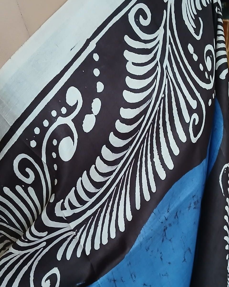 Batik Silk Saree from Murshidabad – (BSSM0007) - Image 3