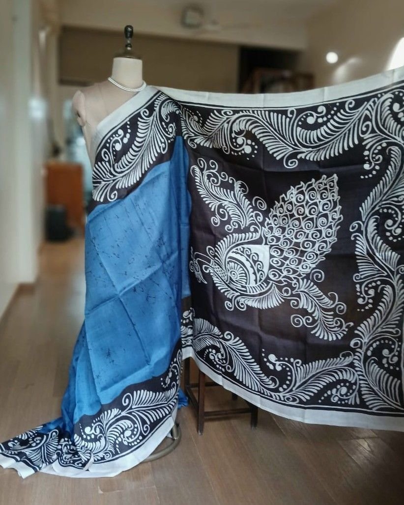 Batik Silk Saree from Murshidabad – (BSSM0007) - Image 4