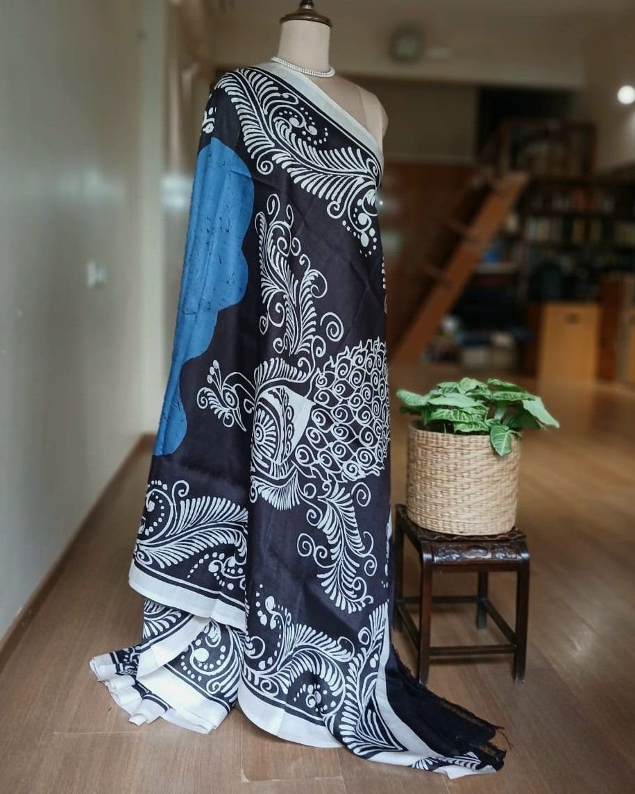 Batik Silk Saree from Murshidabad – (BSSM0007) - Image 6