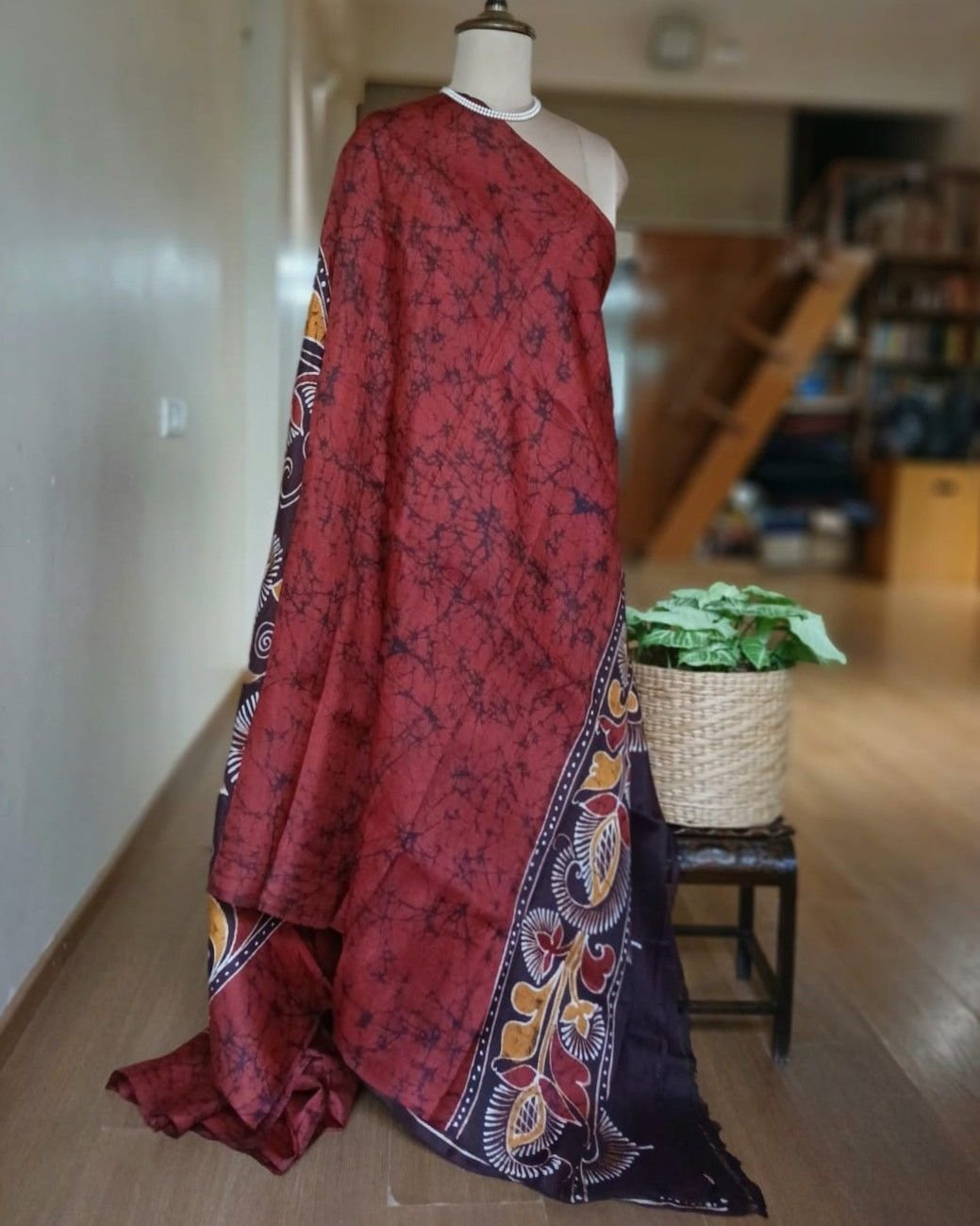 Batik Silk Saree from Murshidabad – (BSSM0008) - Image 5