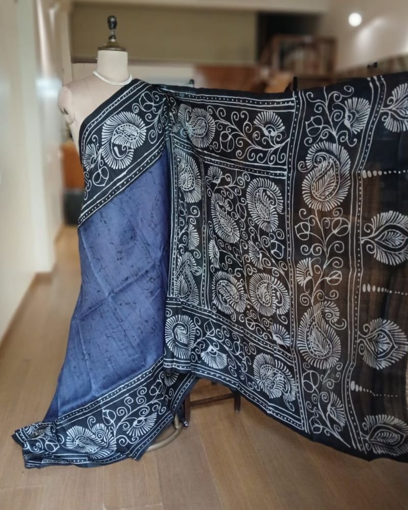 Batik Silk Saree from Murshidabad – (BSSM0009) - Image 4