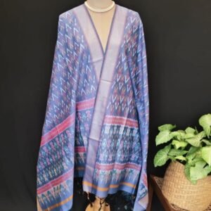 Silk-cotton Ikat Dupatta from Telengana – (SCDT0042)