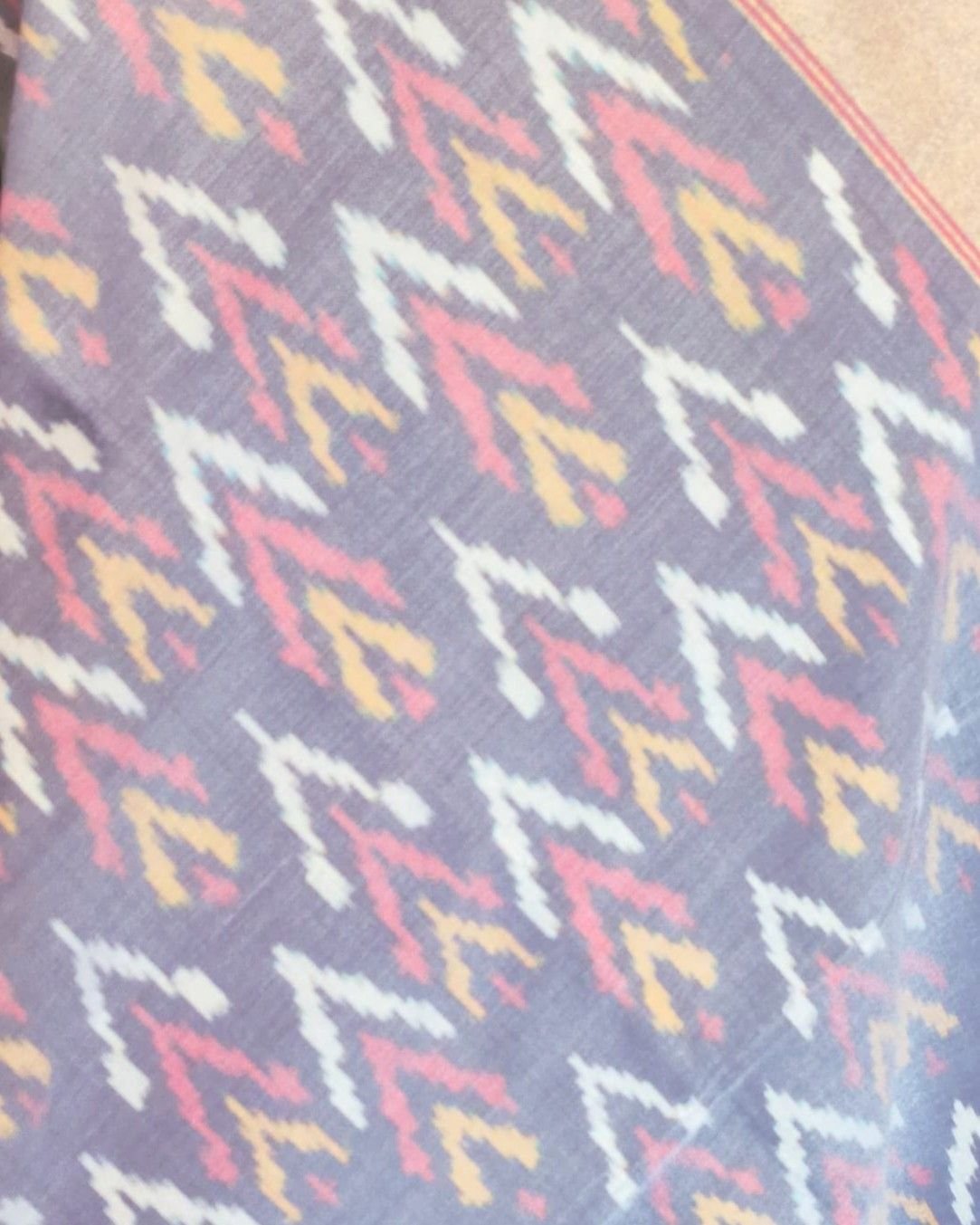 Silk-cotton Ikat Dupatta from Telengana – (SCDT0042) - Image 6