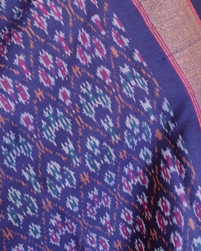 Silk-cotton Ikat Dupatta from Telengana – (SCDT0047) - Image 8