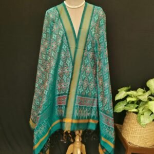 Silk-cotton Ikat Dupatta from Telengana – (SCDT0048)