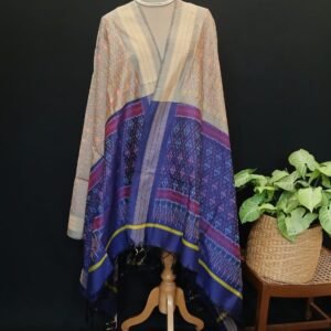 Silk-cotton Ikat Dupatta from Telengana – (SCDT0043)