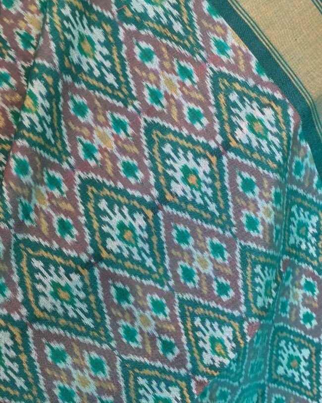 Silk-cotton Ikat Dupatta from Telengana – (SCDT0048) - Image 8