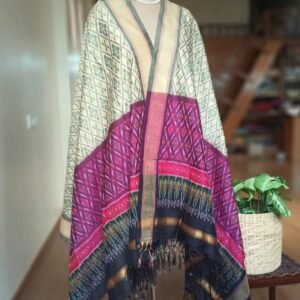 Silk-cotton Ikat Dupatta from Telengana – (SCDT0046)