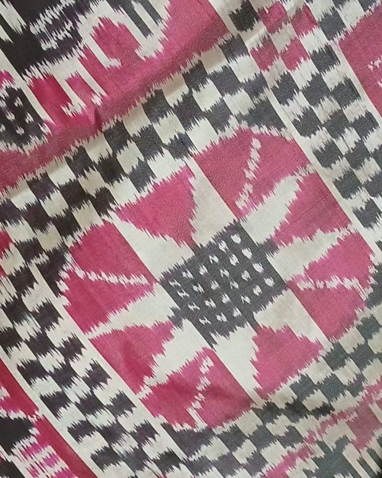 Auspicious Yantra-Motif Pure Silk Ikat Saree - (NZIS0009) - Image 3