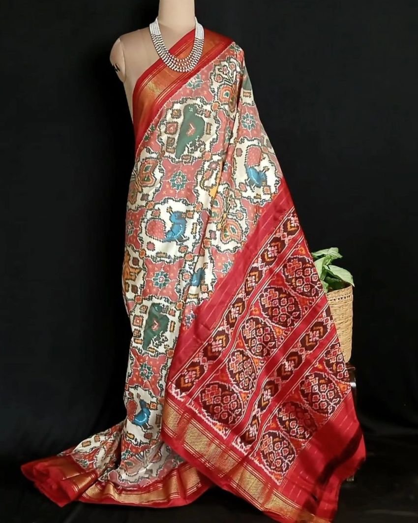 Figurative Pure Silk Ikat Saree - (NZIS0018)