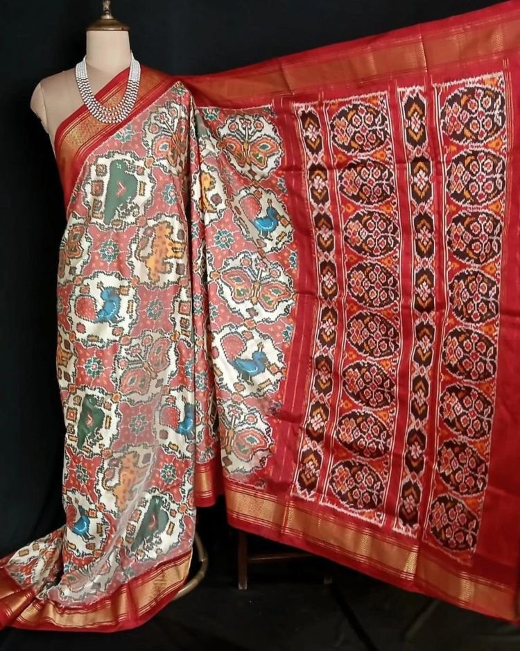 Figurative Pure Silk Ikat Saree - (NZIS0018) - Image 6