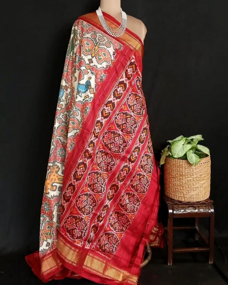 Figurative Pure Silk Ikat Saree - (NZIS0018) - Image 8