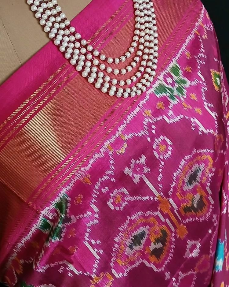 Figurative Pure Silk Ikat Saree - (NZIS0015) - Image 2