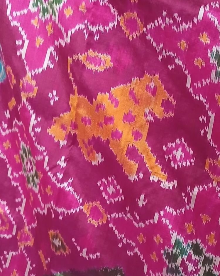 Figurative Pure Silk Ikat Saree - (NZIS0015) - Image 3