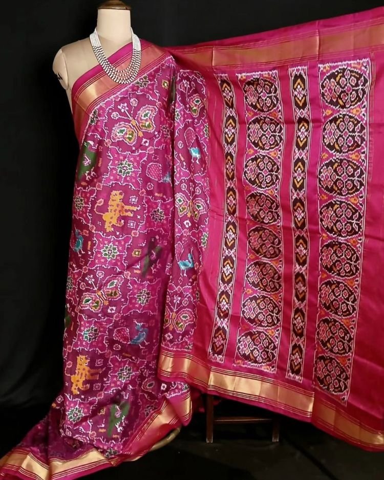 Figurative Pure Silk Ikat Saree - (NZIS0015) - Image 4