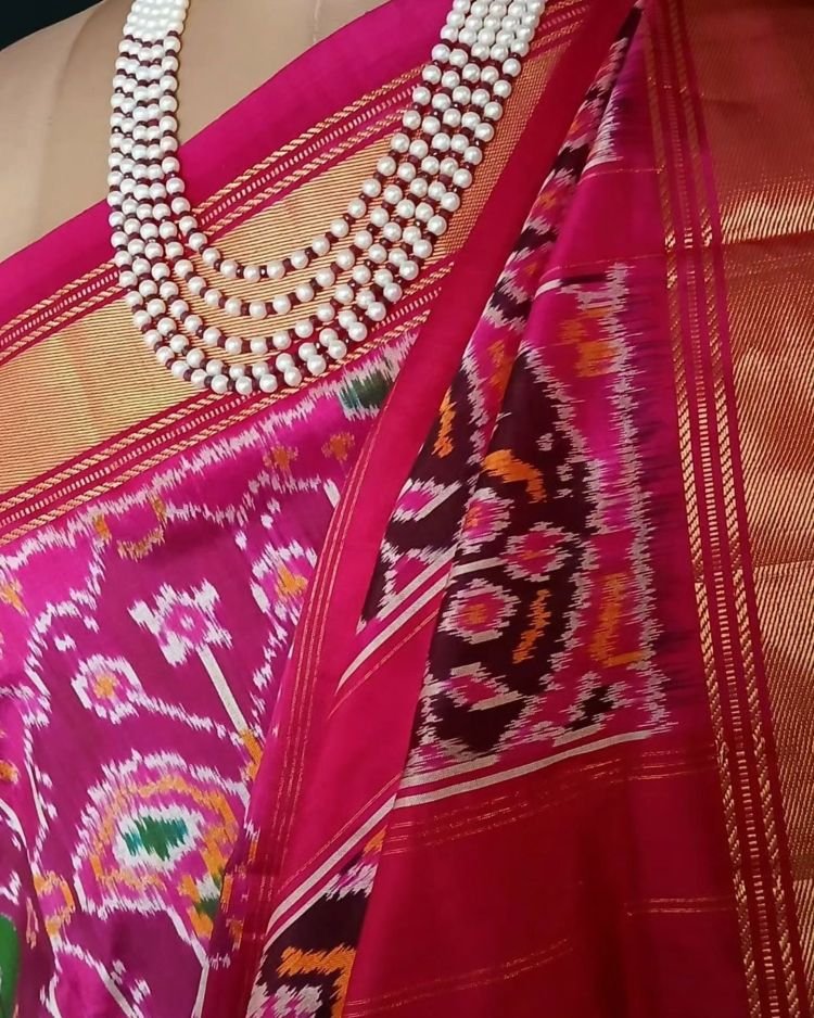 Figurative Pure Silk Ikat Saree - (NZIS0015) - Image 7