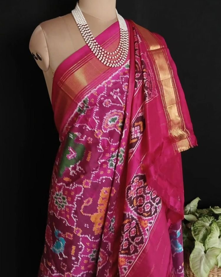 Figurative Pure Silk Ikat Saree - (NZIS0015) - Image 8