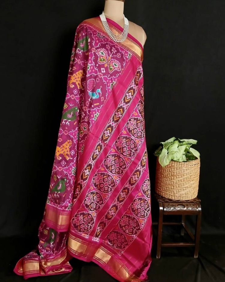 Figurative Pure Silk Ikat Saree - (NZIS0015) - Image 9