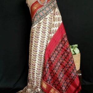 Floral and Geometric Design Pure Silk Ikat Saree - (NZIS0016)