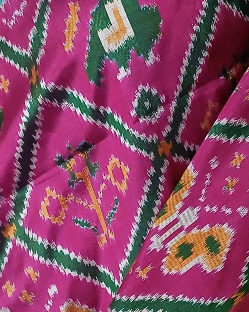 Figurative Pure Silk Ikat Saree - (NZIS0017) - Image 4