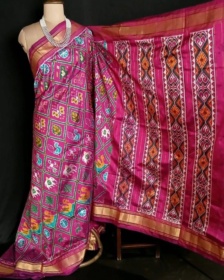 Figurative Pure Silk Ikat Saree - (NZIS0017) - Image 5
