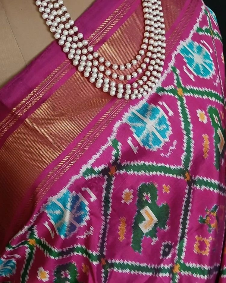Figurative Pure Silk Ikat Saree - (NZIS0017) - Image 7