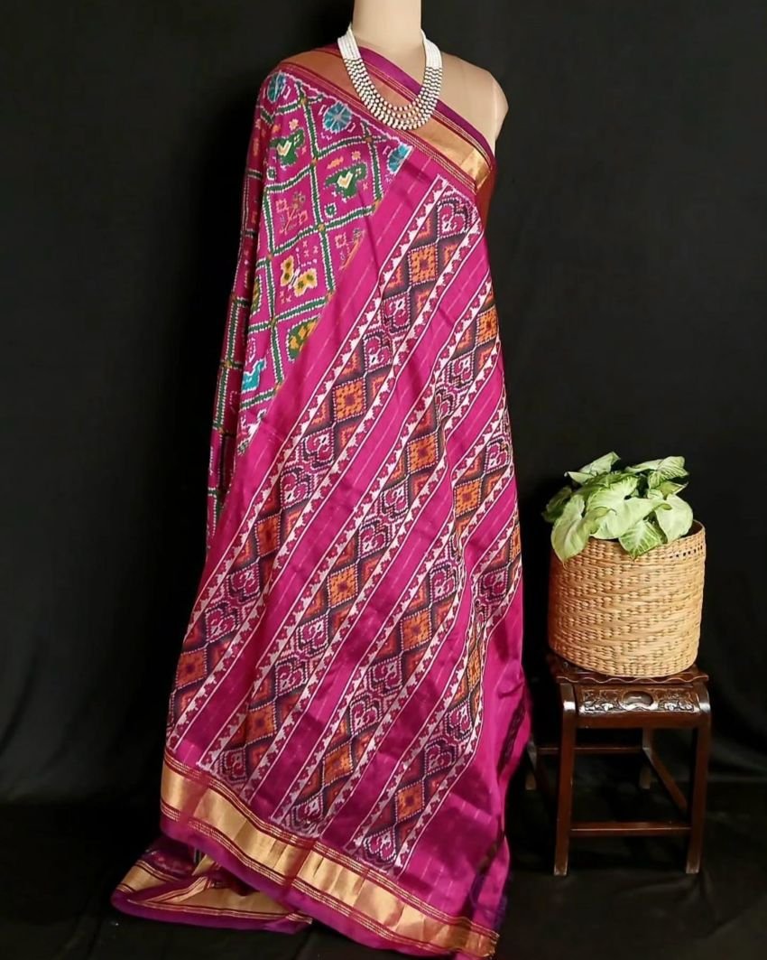 Figurative Pure Silk Ikat Saree - (NZIS0017) - Image 8