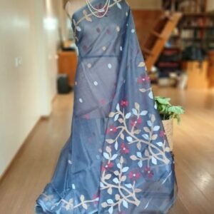 Hand Jamdani in Mulberry Silk with Floral Motifs – (SJMS1192)