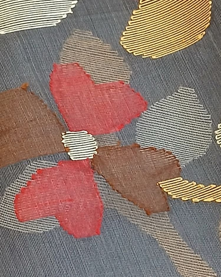 Hand Jamdani in Mulberry Silk with Floral Motifs – (SJMS1192) - Image 8