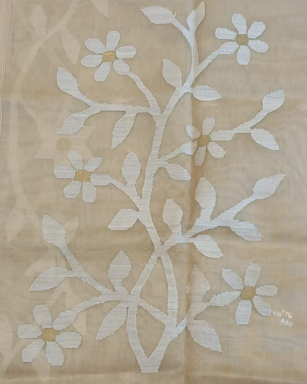 Hand Jamdani in Mulberry Silk with Floral Motifs – (SJMS1193) - Image 2